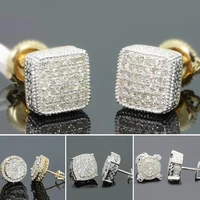 a few ice out beaded earrings with micro paved cubic zircon earrings for men and women fashion round full diamond earrings
