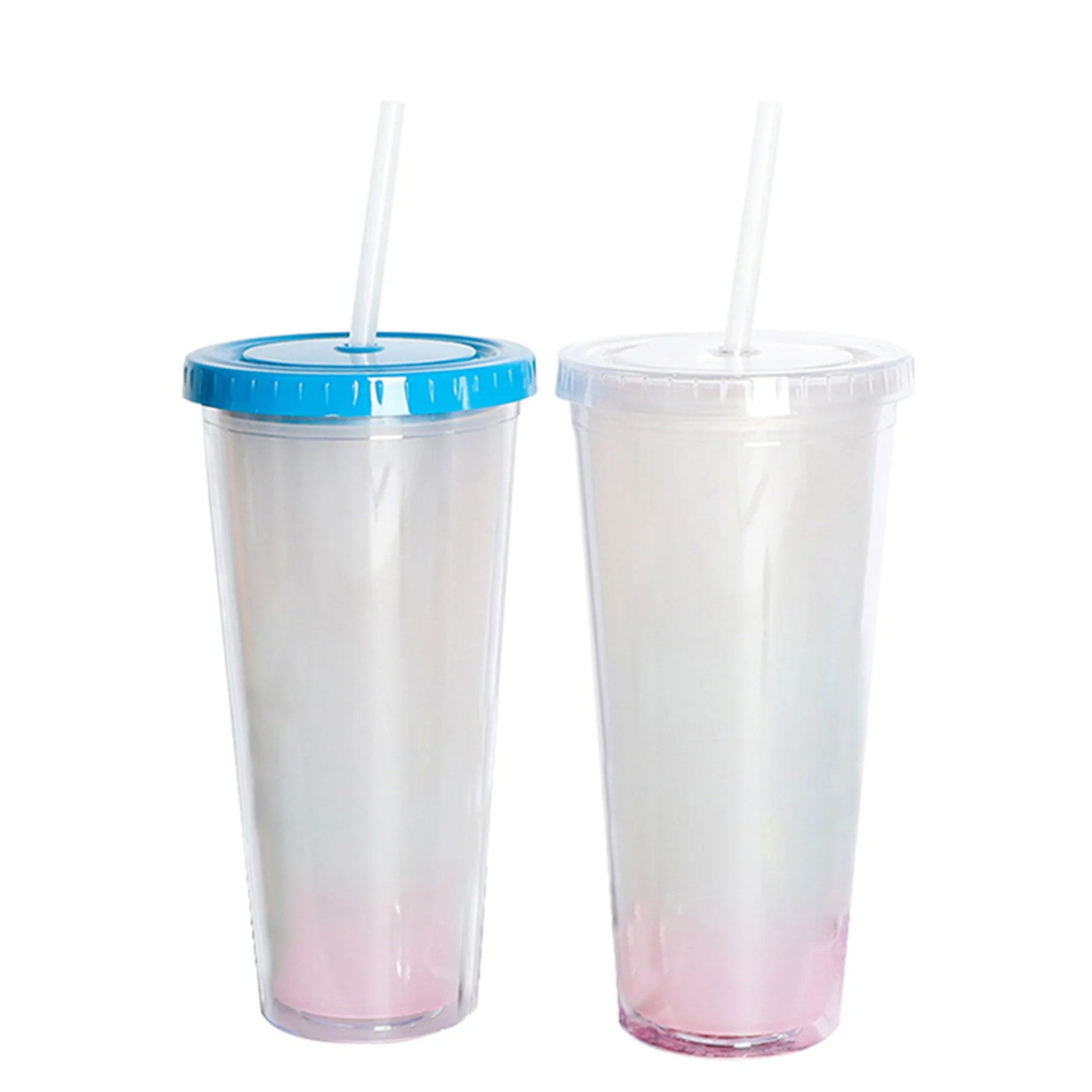 

Creative Color Changing Cup with Lid and Straw Reusable Plastic Cold Drink Cup for Adult Children PLDI889
