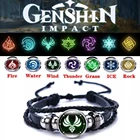 Браслет с анимэ Genshin Impact Element God's Eye для мужчин светящиеся браслеты женские косплей кожаные медные браслеты Подвески для девушки подарок
