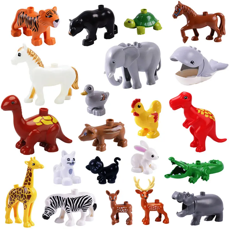 

Big Size Building Blocks Whale Animals Whale Crocodile Seal Deer Panda Dinosaur Toys For Children Kwaii Animal Bricks Kids Gifts
