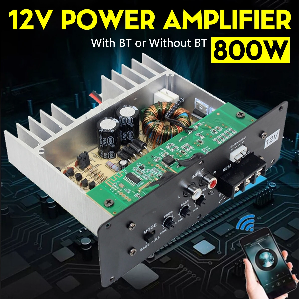 

Car Amplifier Board 12V High Power Subwoofer Amplifier 800W Full Tone Pure Bass Car Subwoofer Core
