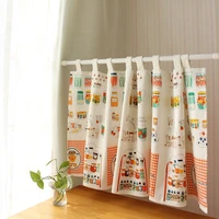 cartoon lovely half curtain for kitchen door window kids bedroom home cafe decoration linen cotton partition curtain tab top