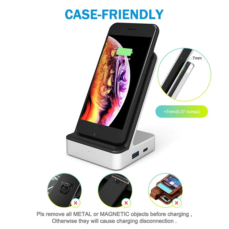 Беспроводное зарядное устройство 18 Вт вертикальная подставка для телефона с