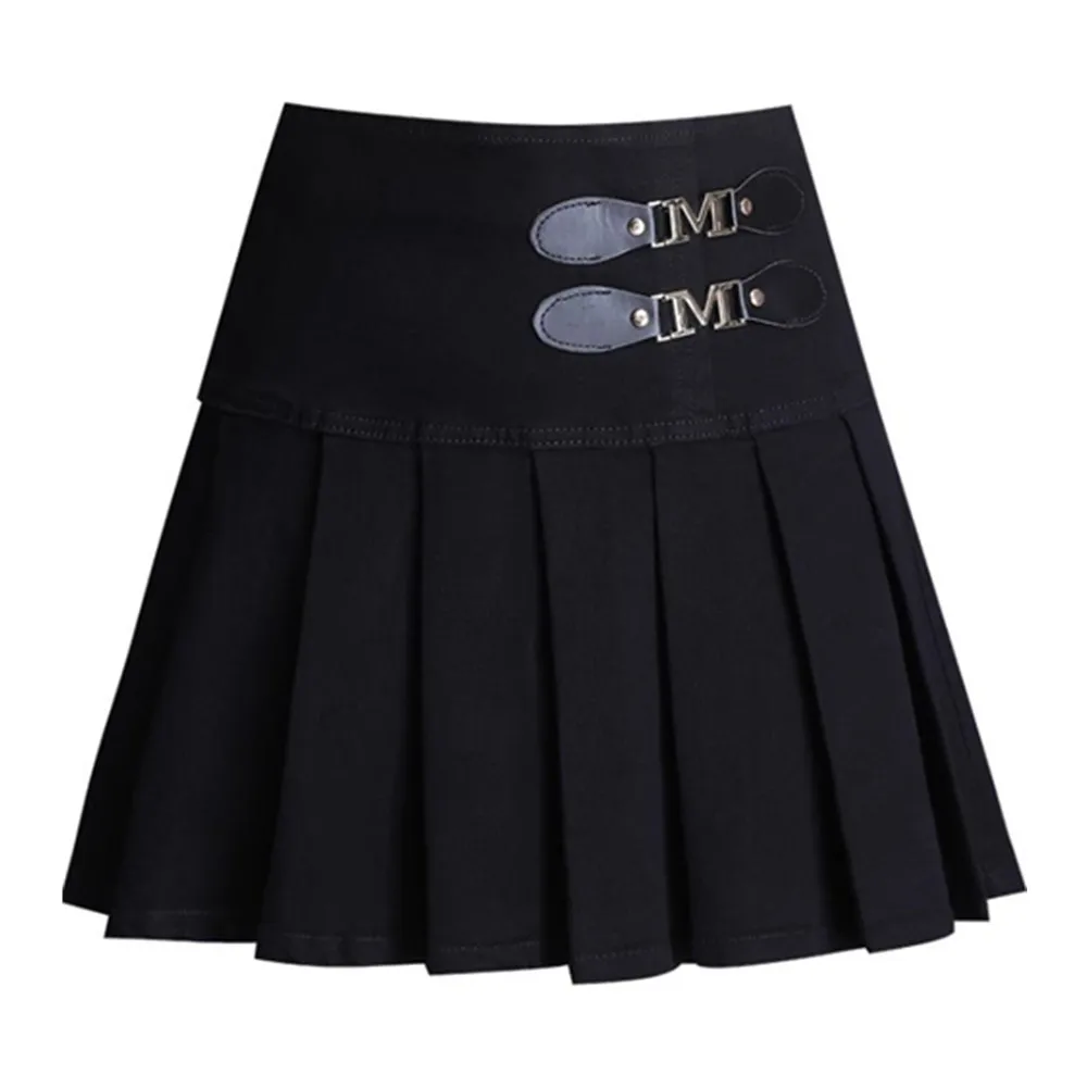 

Ins Harajuku Low Waist Mini Pant Skirt With Buckle Women Sexy Black Pleated Denim Skirts Female Punk Grunge Clubwear Mujer 2021