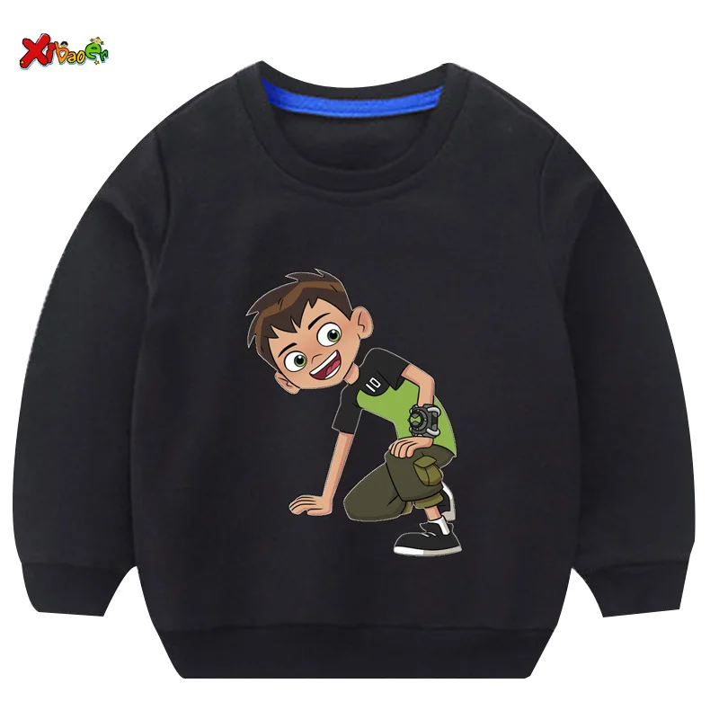 Толстовки для маленьких мальчиков Ben10; худи для маленьких мальчиков; хлопковые детские толстовки с капюшоном; детская одежда; толстовки с длинными рукавами; спортивная одежда для малышей - Цвет: sweatshirt black