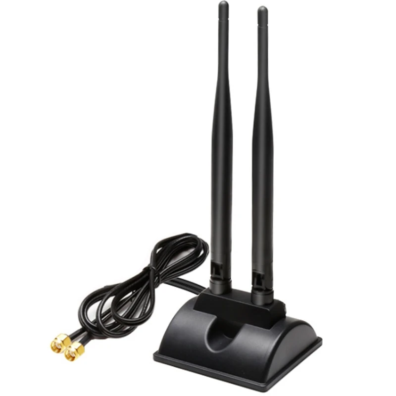 

Dual Antenna 6DBi Omni Directional RP-SMA Plug Male(Female Pin) Connector for Indoor WiFi Wireless Range Signal