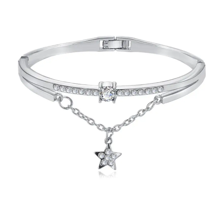 Hot Luxury Rose Gold Silver Stainless Steel Bracelets Bangles Female Heart Forever Love Charm Bracelet for Women Famous Jewelry | Украшения