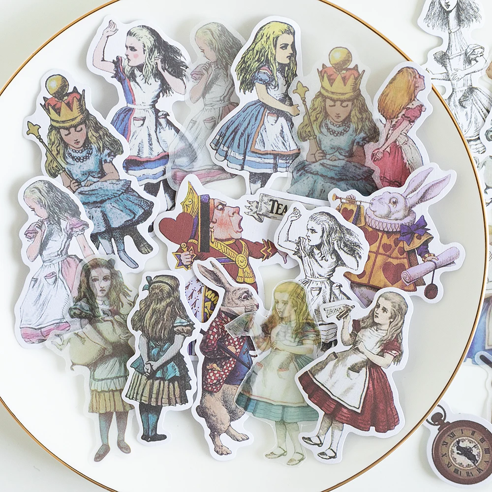

40 штук, кавайные канцелярские наклейки Alice, декоративные наклейки для дневника нежелательной бумаги, планировщика, наклейки для рукоделия