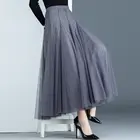 Женская плиссированная юбка с высокой талией, элегантная повседневная сетчатая юбка-пачка средней длины, весна-лето 2020, f2804