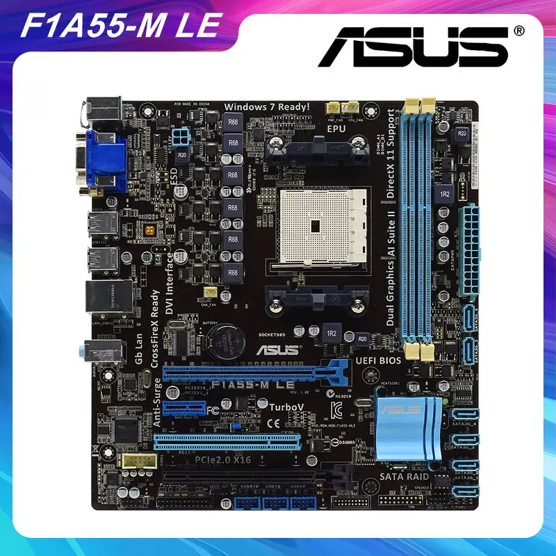 

ASUS F1A55-M LE Socket FM1 AMD A55 Desktop PC Motherboard DDR3 32GB PCI-E 2.0 DVI 6×SATA II 12×USB2.0 AMD A8-3870K A6-3670K Cpus