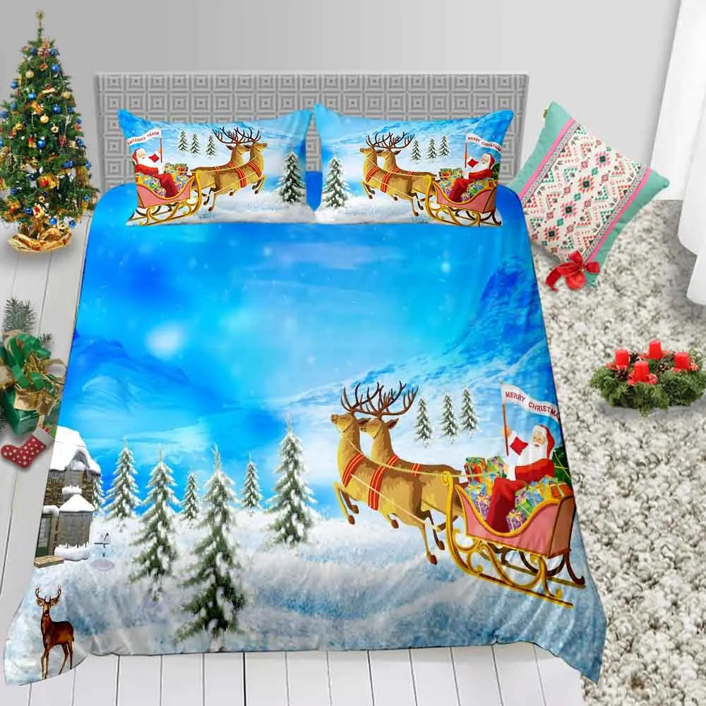 Merry Christmas Санта Клаус постельных принадлежностей модное одеяло крышка один двойной Король Размер подарки на праздник простыня спальный Декор