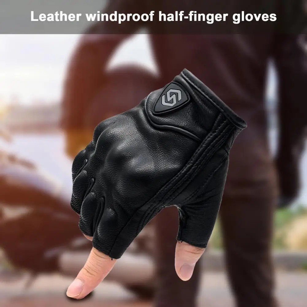 

Black 2Pcs Great Faux Leather Half Finger Gloves Practical for Fitness