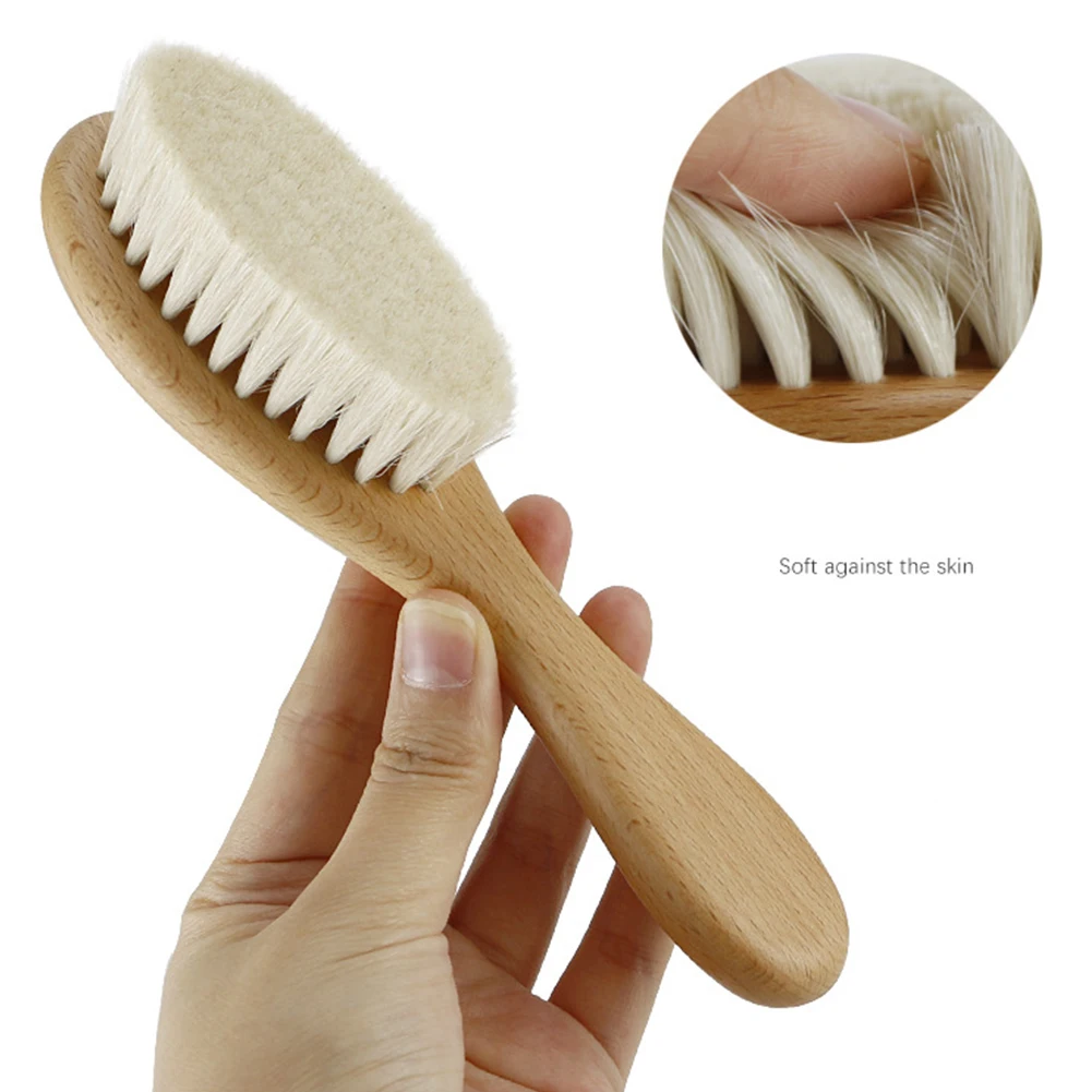 

3pcs With Comb Haircut Infant Portable Shower Wooden Kids Baby Hair Brush Set Newborn Toddler Bath Soft Head Massager