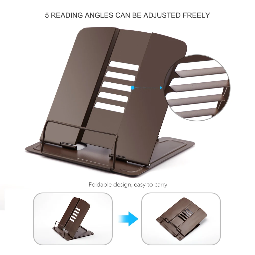 

5 Angles Bookstand Document Holder Portable Metal Book Stand Book Holder Adjustable Bookshelf Reading Accessories Tool for Music