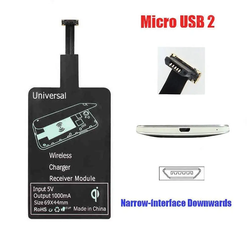 Micro USB 2 For iPhone 6 7 Micro Usb Qi Wireless Charging Receiver Adapter For Xiaomi Redmi Note 6 Huawei Honor Microusb Charger For TYPE-C - Тип штекера: Micro USB 2