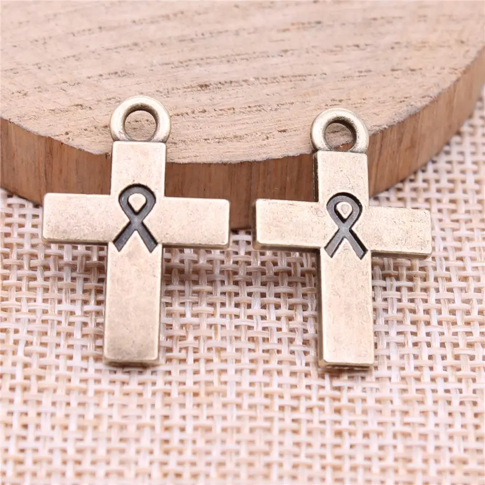 

Ribbon Cross Charms For Jewelry Making Findings Handmade DIY Craft 10pcs Antique Bronze Color 25x17mm