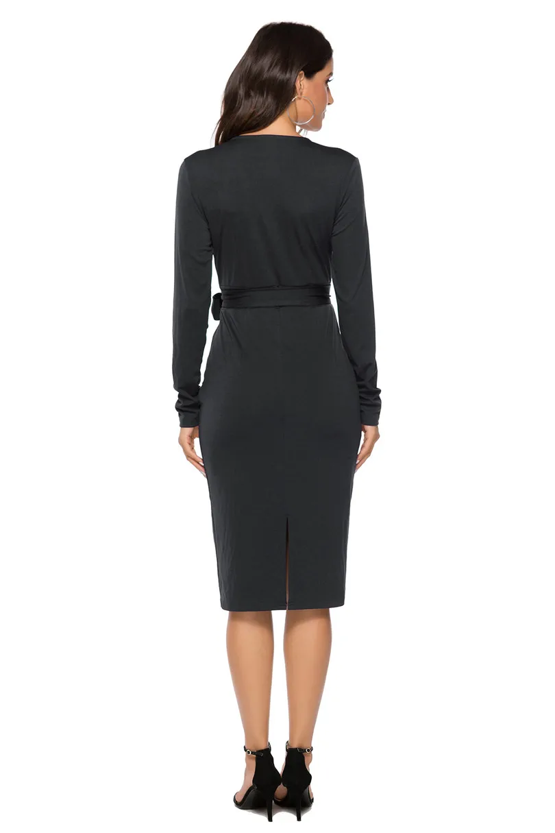 Осень и зима новый стандартный код модные сексуальные платья с длинным рукавом