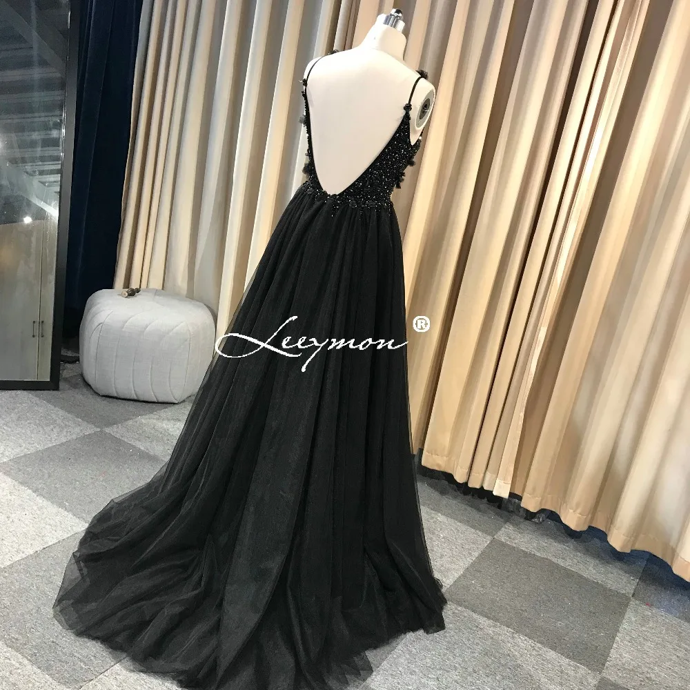 Leeymon, на заказ,, сексуальное, открытая спина, роскошное, с бисером, 3D цветы, тюль, платье для выпускного вечера, длина до пола, вечерние платья