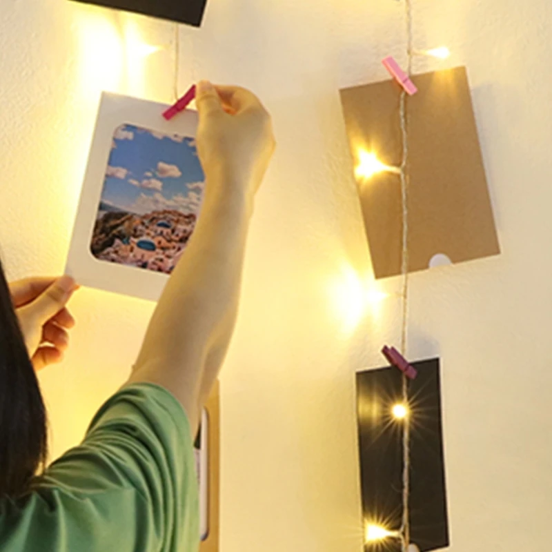 

Punch-Free Creative Hemp Rope Clip Photo Album Wall Combination For Room Home