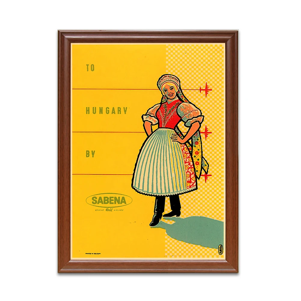 Винтажный постер для путешествий сабена бельгийские авиалинии холст живопись