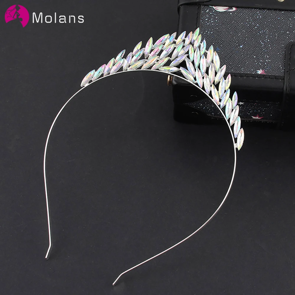Однотонная повязка для волос MOLANS Стразы женщин модная свадебная на голову с