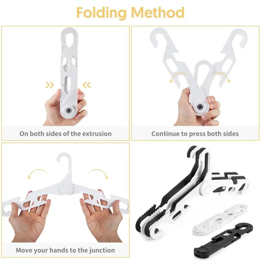 

NICEDACK Premium Travel Hanger 6-piece Portable Foldable Drying Rack-Super Load-bearing Hanger (3 Black / 3 White)