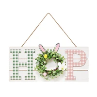 wooden easter bunny hanging sign wreath rustic home door decoration gift for garden yard indoor outdoor holiday