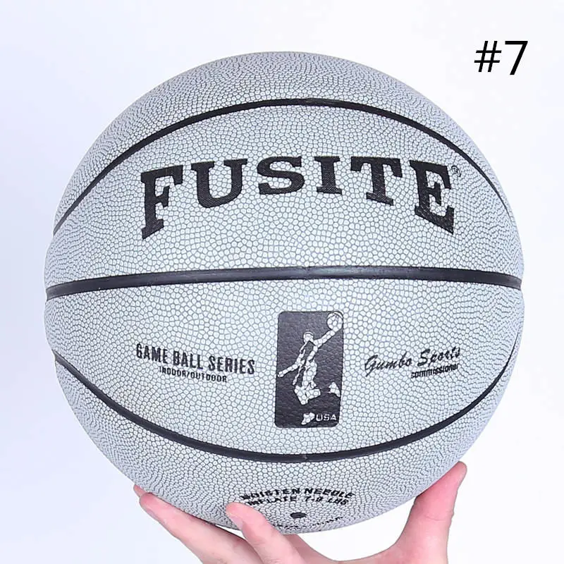 Gray SIZE 7 Стандартный размер#5/#6#7 PU баскетбол износостойкий влагопоглощающий нескользящий Профессиональный тренировочный Баскетбол - Цвет: Gray SIZE 7
