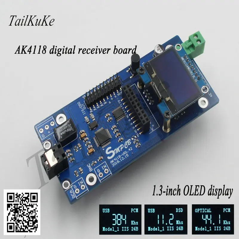 Плата цифрового приемника AK4118 плата SPDIF к IIS поддерживает USB карту XMOS/amero с OLED