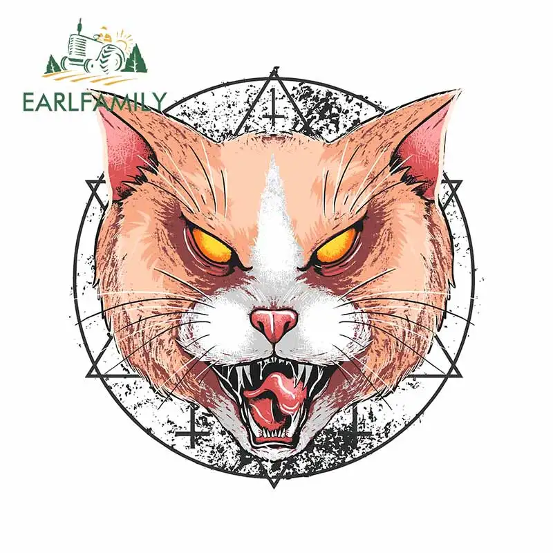 

EARLFAMILY 13 см x 12,6 см; С изображением кошачьей мордочки Angry Head Ван наклейки для автомобиля Водонепроницаемый наклейка на багажник личность бага...