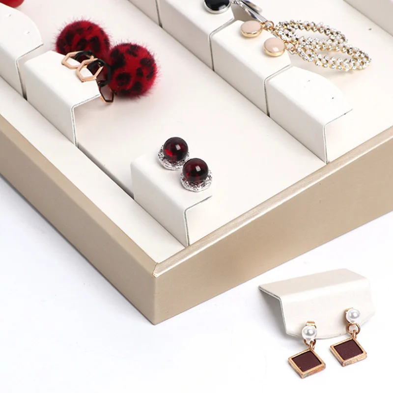 Luxurious white Leather Ring Earring Necklace Pendant Display Stand Vertical Jewellery Stand Jewelry Store Counter Jewelry Props