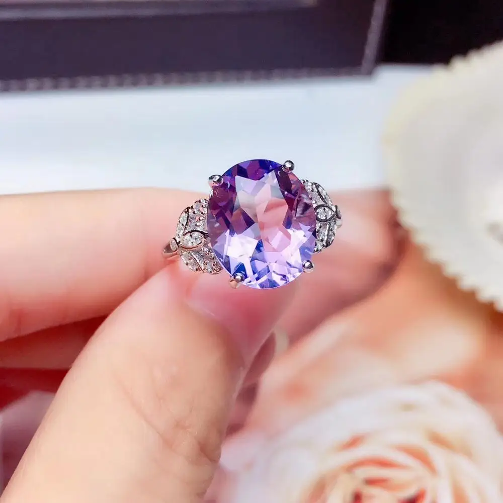 Женское кольцо с фиолетовым аметистом/желтым цитрином ювелирное изделие из