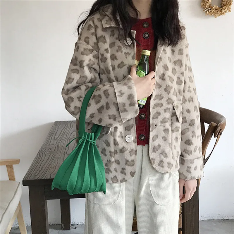 

Wool Knitting Pleated Bags Patchwork Drawstring Shopping Bags Girls Causal Weave Shoulder Bag Korean Japanese Chic Small Handbag