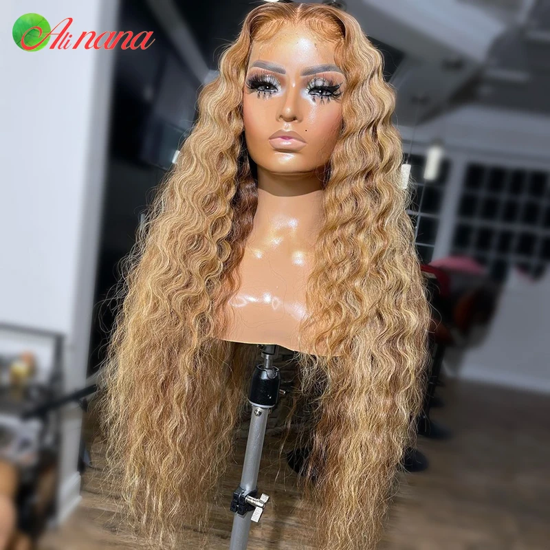 Парики 13x 6 на сетке спереди выделяющие коричневые глубокие волнистые прозрачные