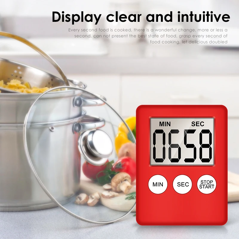 

New 7 Colors Super Thin LCD Digital Screen Kitchen Timer Square Cooking Count Up Countdown Alarm Magnet Clock Kitchen Timer Hot
