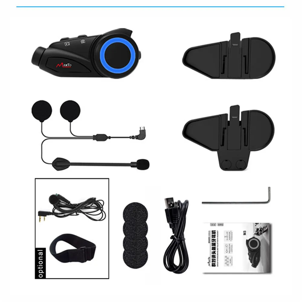 

M3 Motorcycle Helmet Intercom 6 Riders Group Talking HD 1080P Bluetooth WIFI Recorder Interphone Headset for Sony Lens