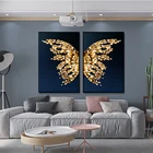 Художественная картина Золотая Бабочка, холст с золотыми крыльями, картина маслом, плакаты и принты для украшения дома, гостиной