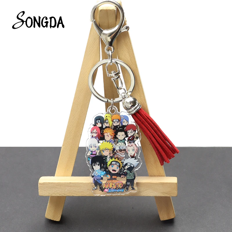 

Anime Tassel Acrylic Keychain Holder Uchiha Sasuke Cartoon Figures Pendant Keyring Car Bag Accessories Wholesale Jewelry Gifts