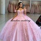 Розовое Бальное Платье с открытыми плечами, пышное милое платье 16 цветов с 3D розами, вечерние платья знаменитостей, выпускной
