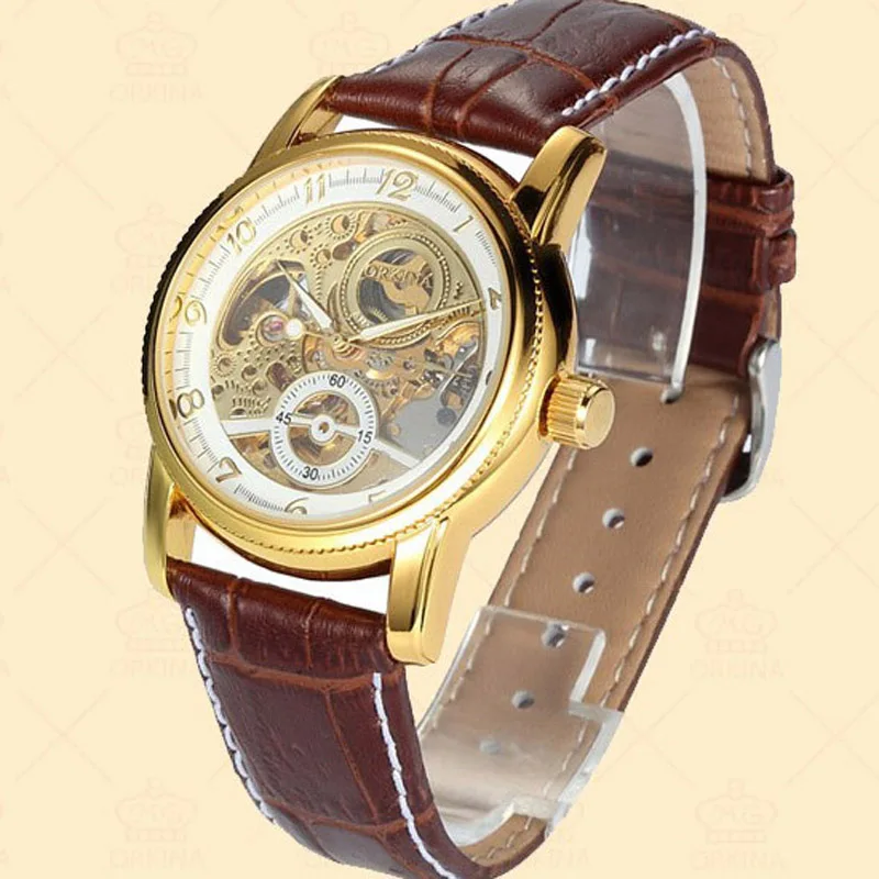 Мужские часы с золотым корпусом автоматическим обмоткой лучший бренд роскошные