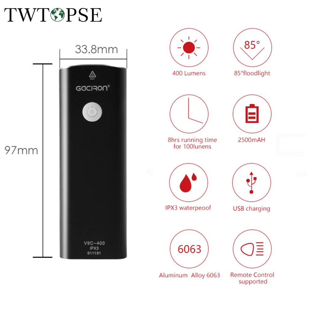 

TWTOPSE Bicycle Bike Front Lights Lamp For Brompton 3SIXTY Folding Bike Cycling Remote Control Bike Lights With Holder 2500MAH