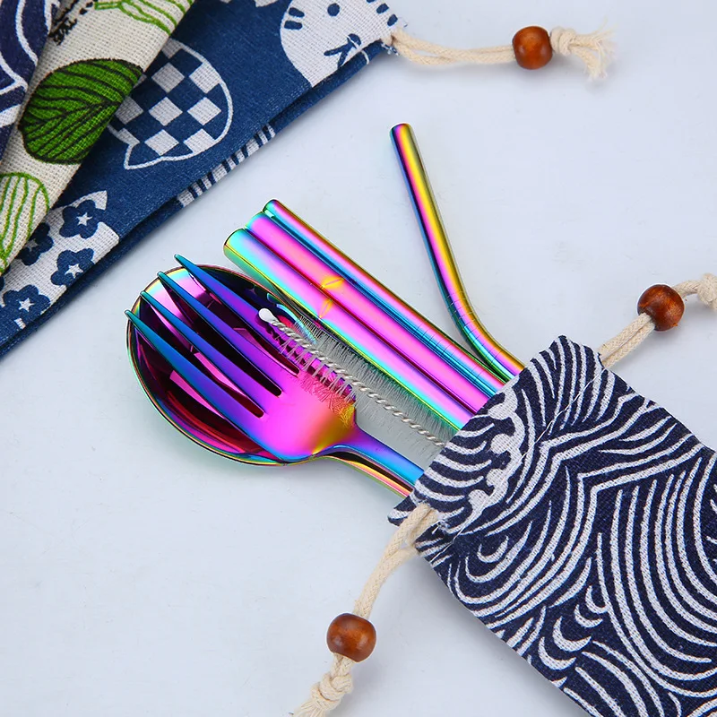 Лидер продаж набор столовых приборов из нержавеющей стали западные портативные