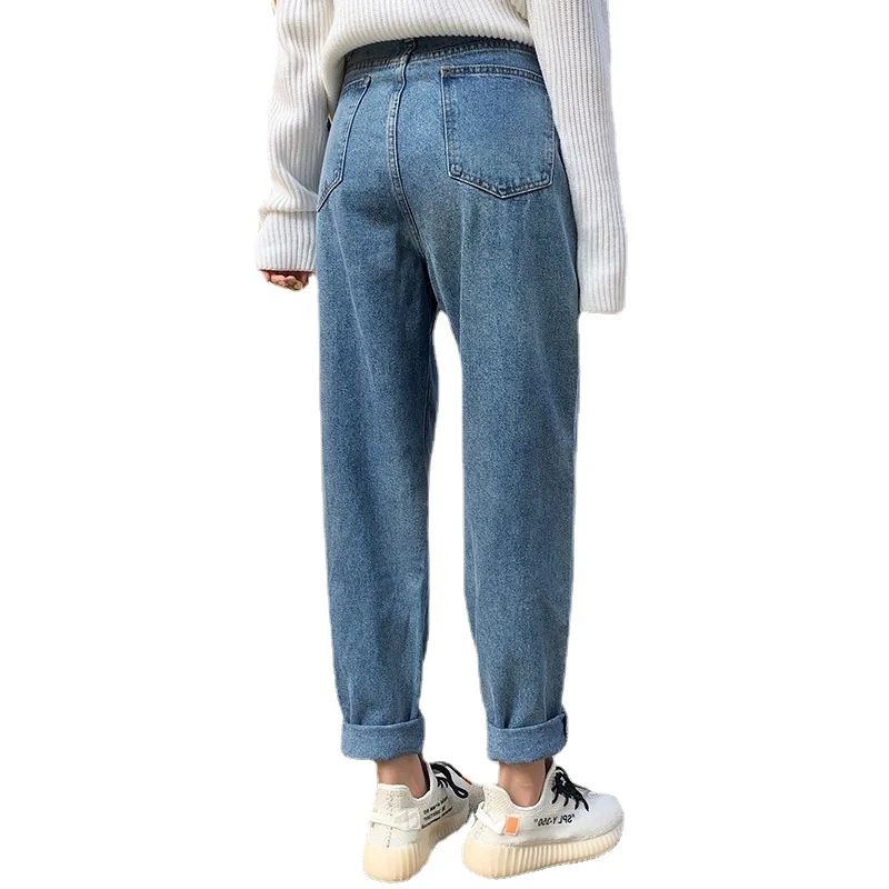 

Женские джинсы Harlan большого размера, весенние джинсы с высокой талией 2022, широкие джинсы, джинсы-бойфренды, джинсы МОМ в стиле ретро, 2021
