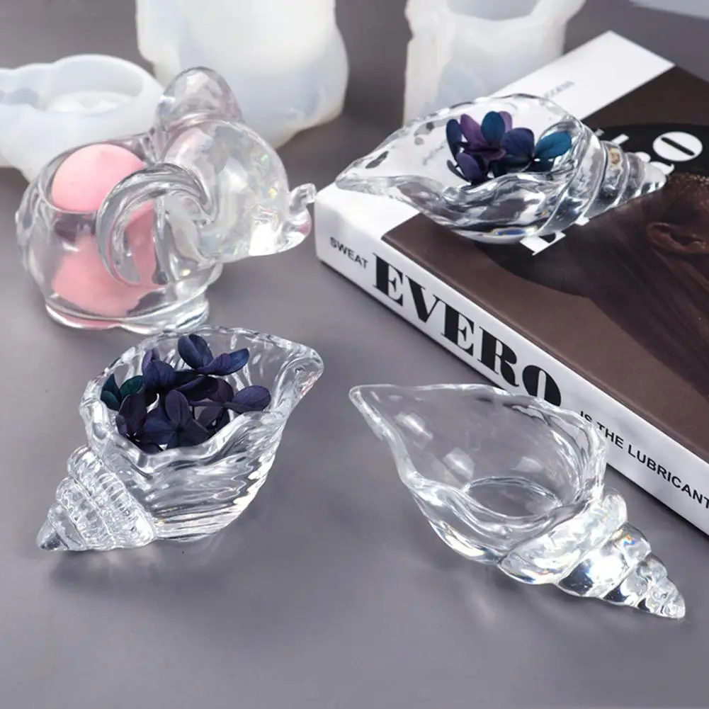 

DIY Conch Shape Storage Box Silicone Mold Handmade 3d Conch Mirror Epoxy Mould Make Jewelry Craft Tool Home Table Ornament