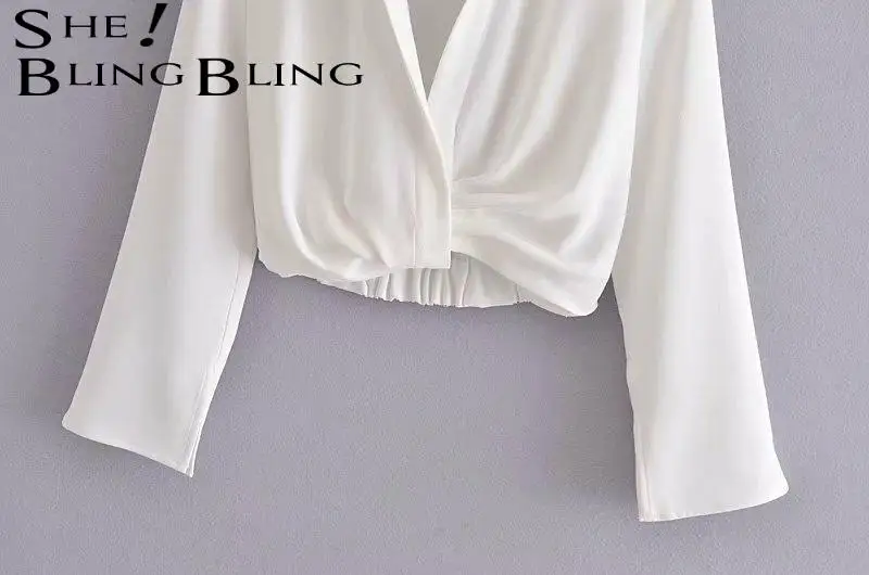 Женская Повседневная Блузка SheBlingBling Za 2021 Tra зеленая облегающая Укороченная