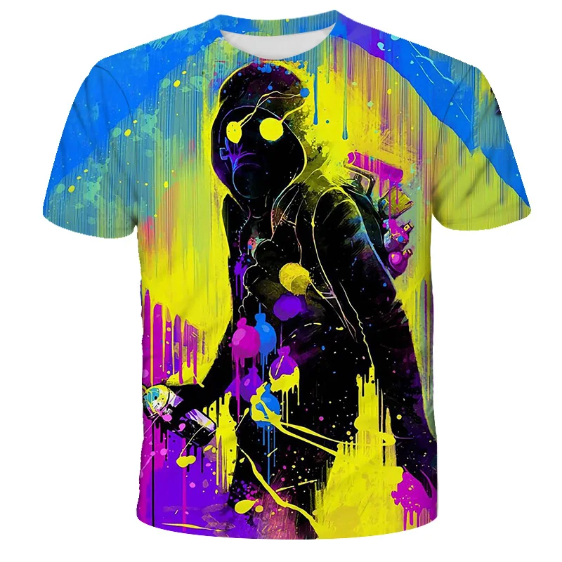 

2021 new children's T-shirt Boys / Girls 3D printing T-shirt fun graffiti fashion short sleeve shirt