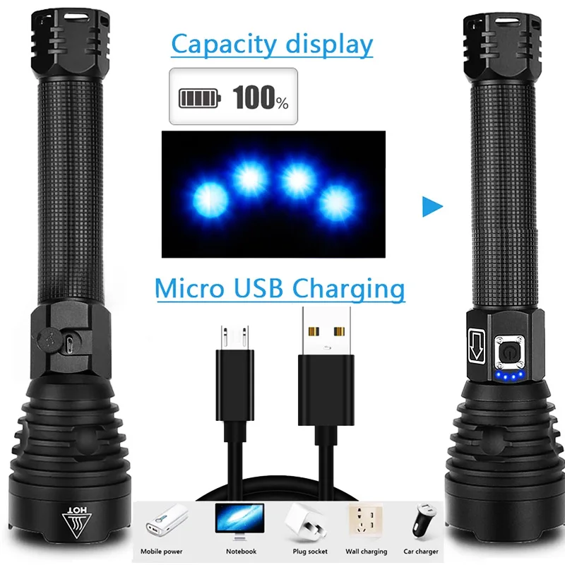 Светодиодный фонарик XLamp 18650 лм Прямая поставка XHP90.2 с увеличением перезаряжаемый