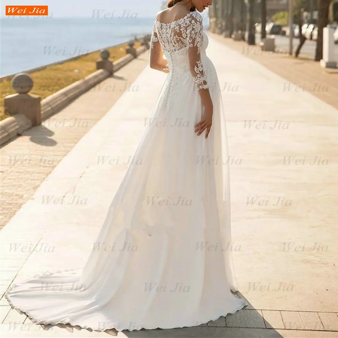 Белое свадебное платье для беременных 2021 Vestido De Noiva шифоновое кружевное с длинным