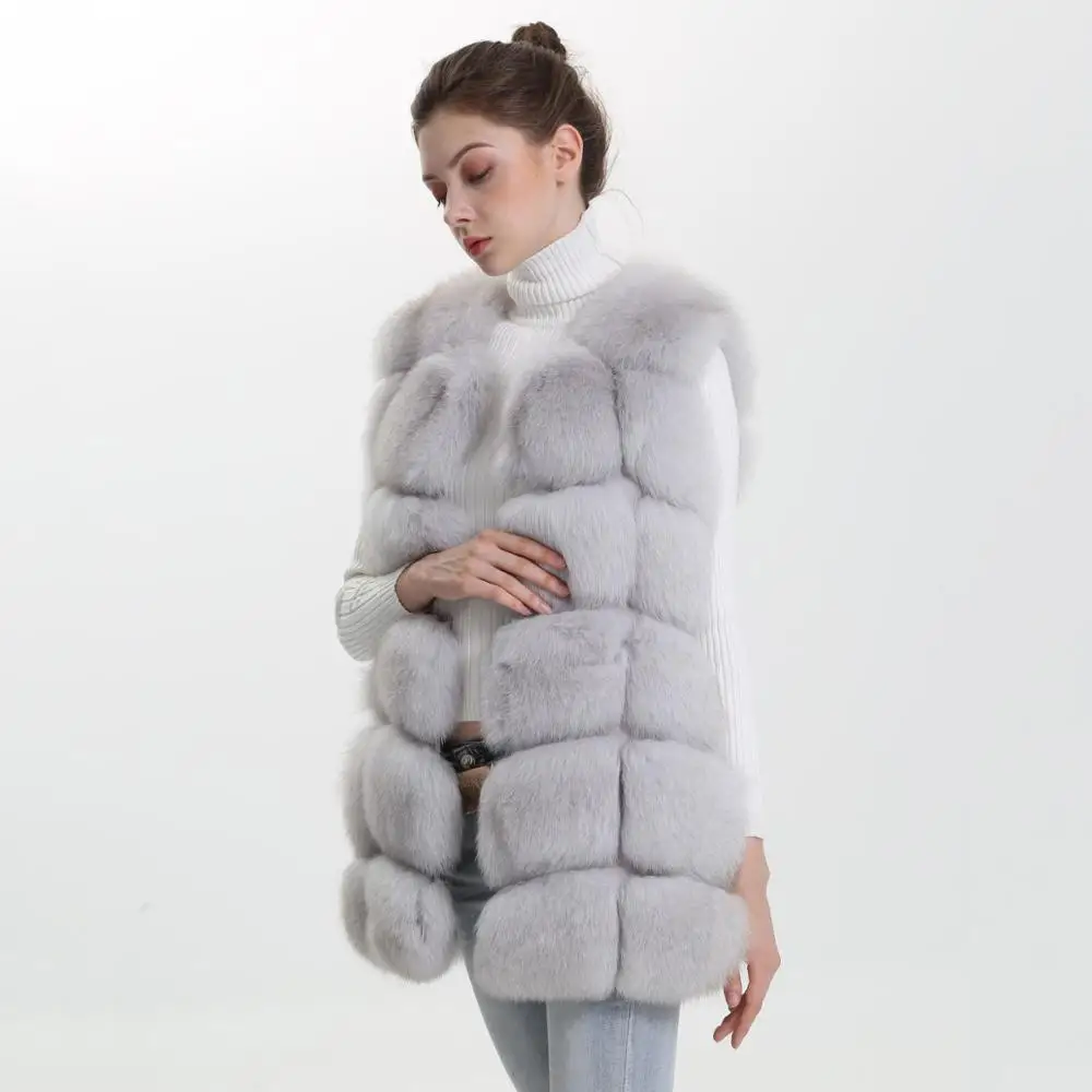 Женский жилет из натурального лисьего меха теплая безрукавка меха|real fur vest|real fox