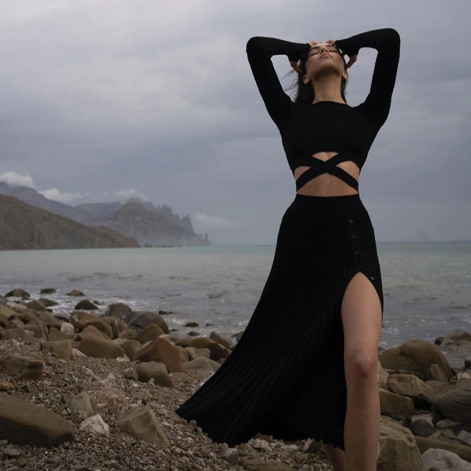 Cryptographic/осенне-зимние модные наряды с длинными рукавами Бандажный топ и